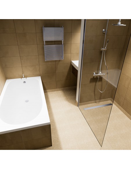 Voorbeeld Van Een Kleine Hotel Douche Met Vloer Bedekt Met Beige Gekleurde Vinyl