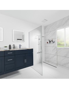 Voorbeeld: modern en tijdloos badkamerontwerp met open douche en lineaire afvoer INTENSI 316