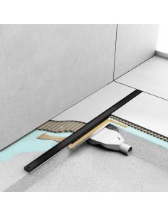 Visualisatie van de installatie van het UNO afvoersysteem in de douche