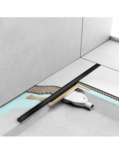 Visualisatie van de installatie van het UNO afvoersysteem in de douche