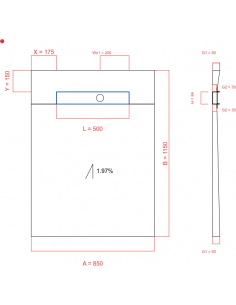 Showerbase Wiper 1 Way 850. . . 