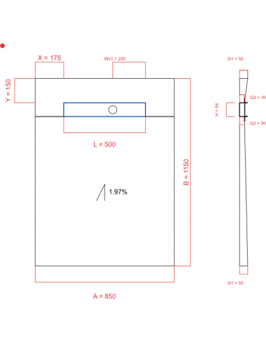 Showerbase Wiper 1 Way 850 X 1150 Mm. . . 